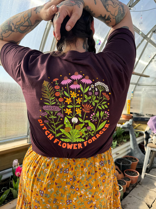 Ditch Flower Forager Shirt (screen printed, custom design)