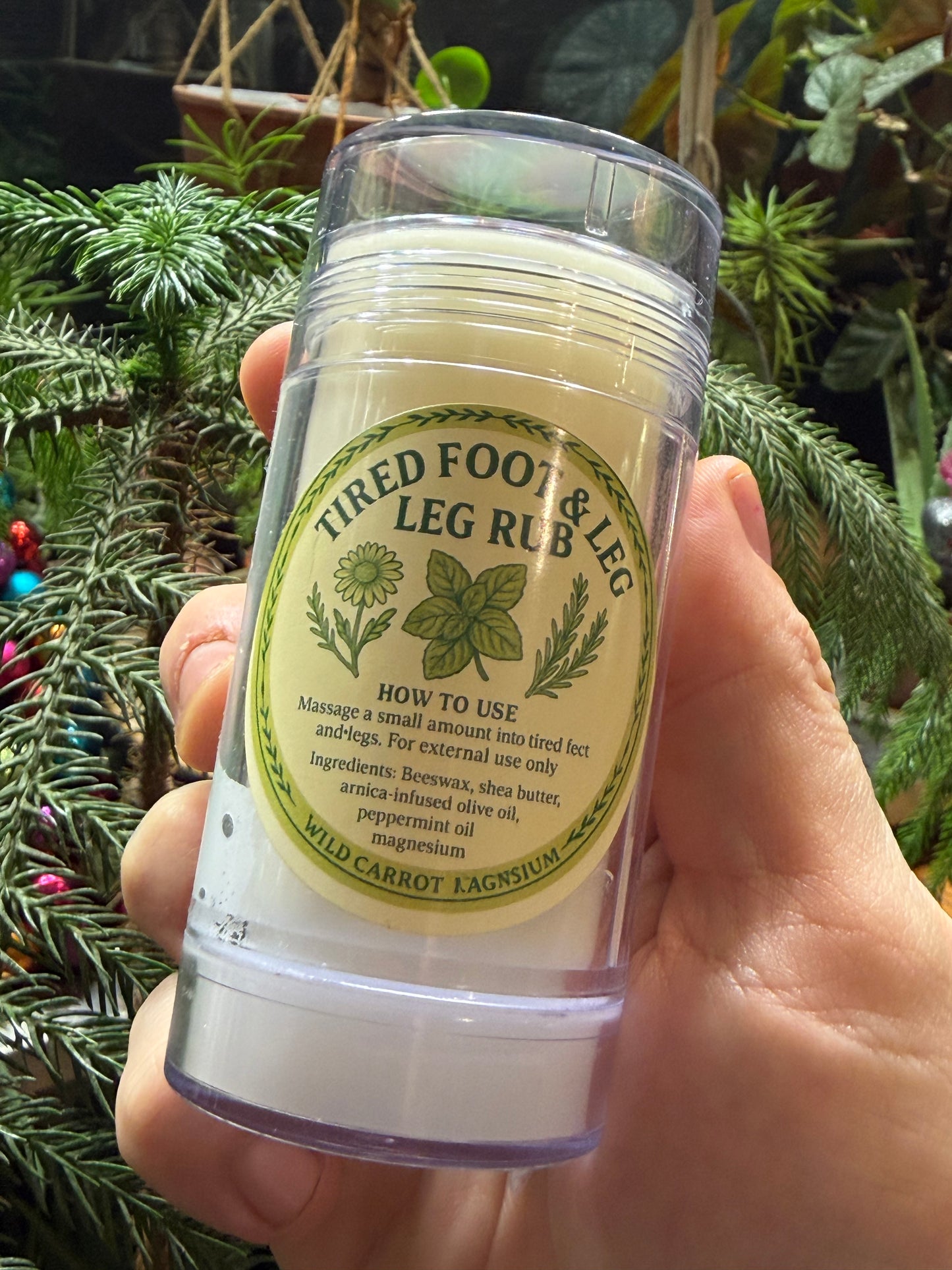 Tallow Mag Balm: Tired Foot and Leg Rub (3oz twist up plastic tube)