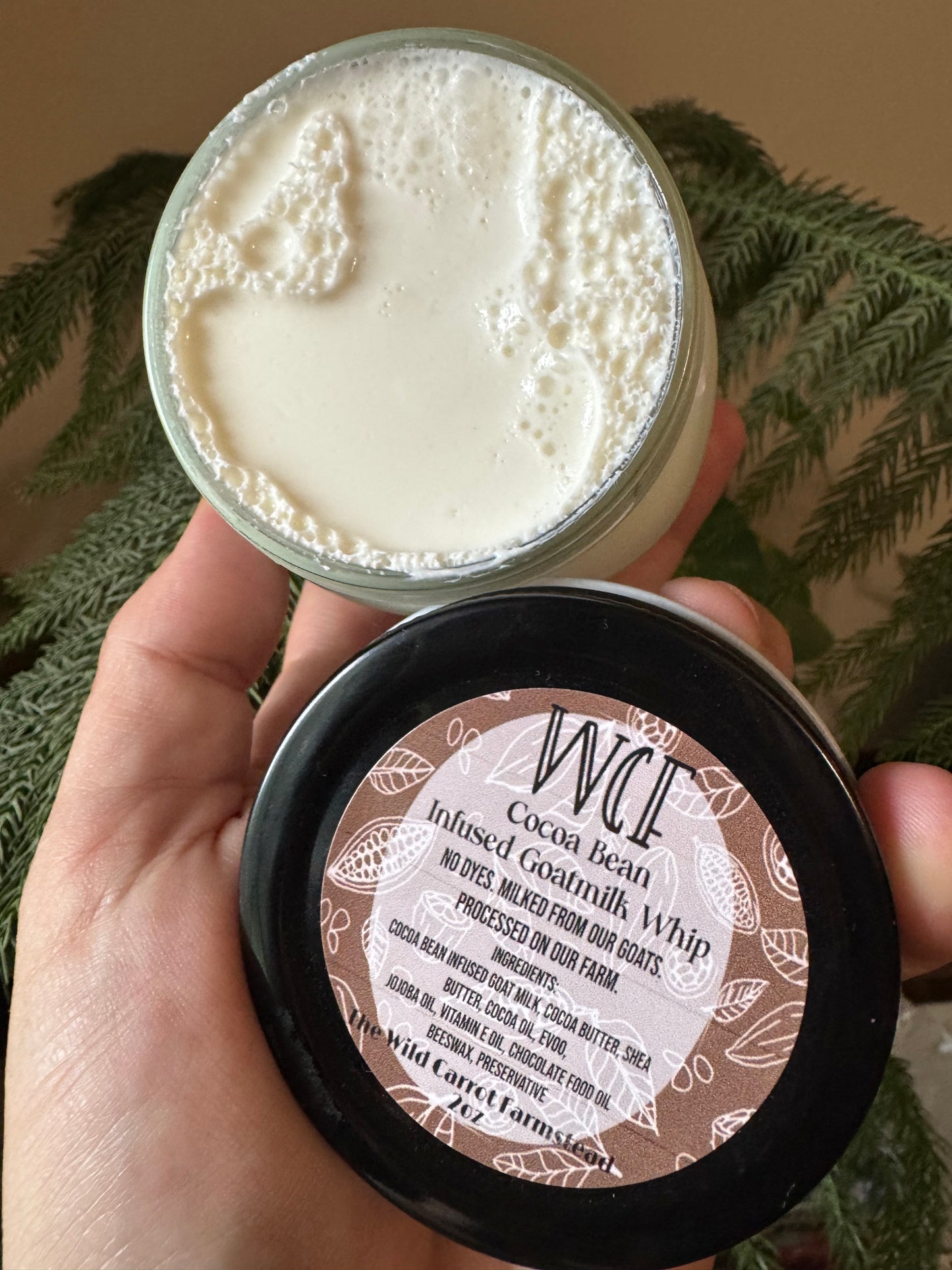 Cocoa Infused Caffeine Tallow & Goat Milk Whip (8oz glass jar)