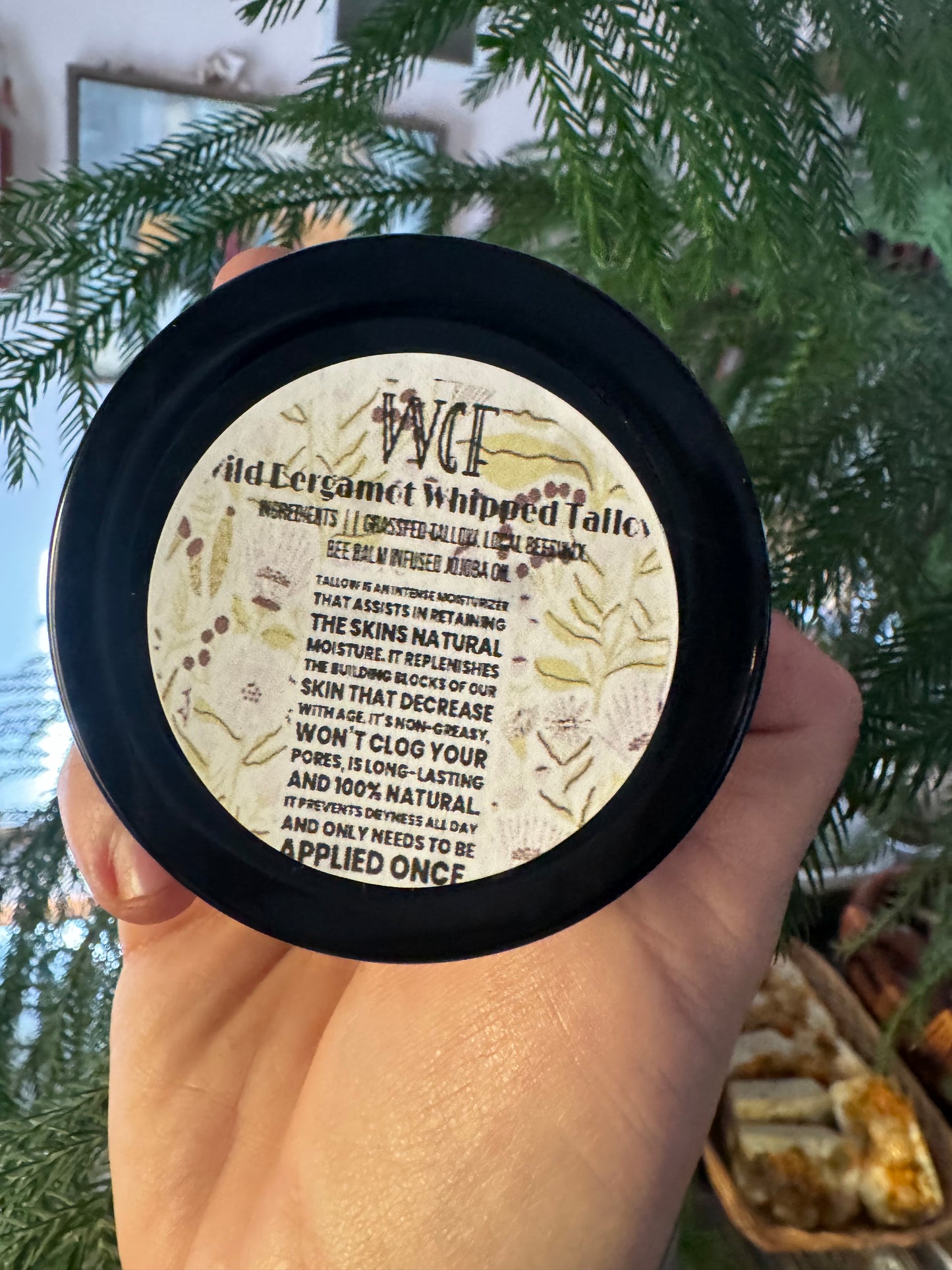 Wild Bergamot Whipped Tallow (2/4/8oz glass jars) up