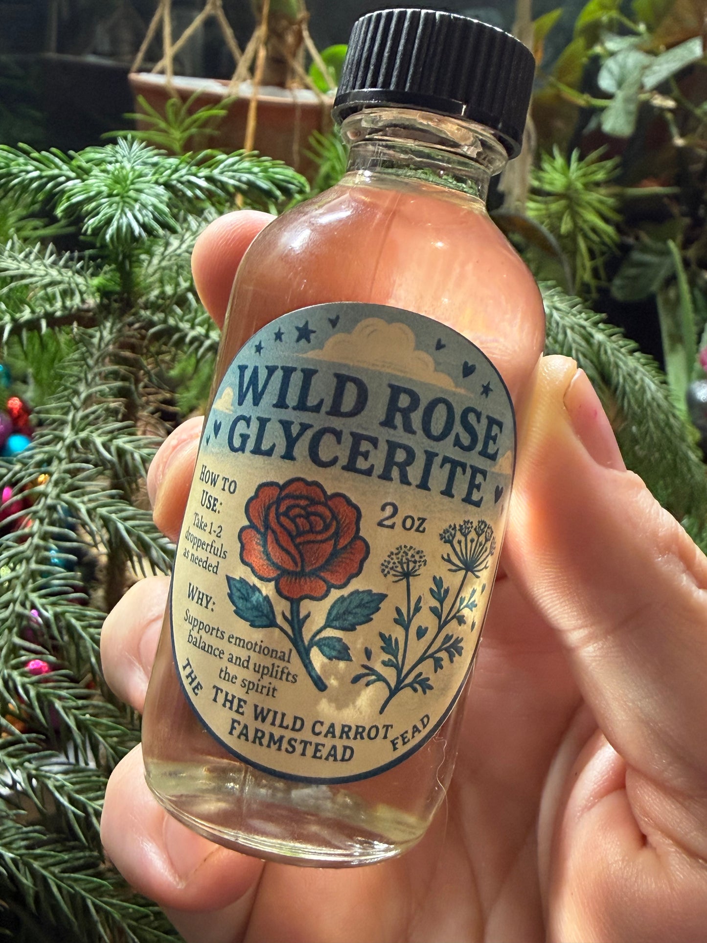 Wild Rose Glycerite (2oz glass bottle)