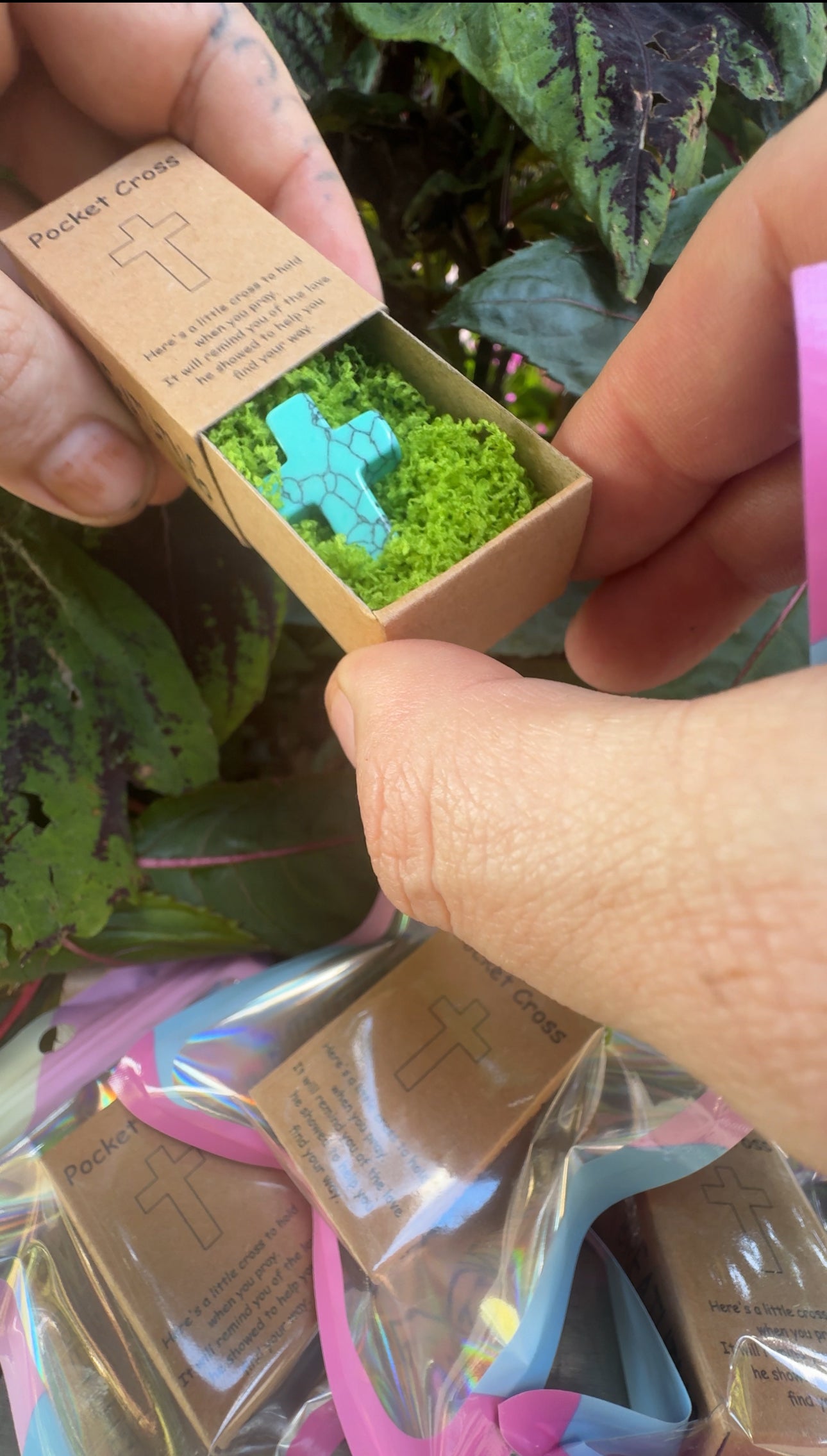 Natural Stone Pocket Cross (gift-box, mystery stone)
