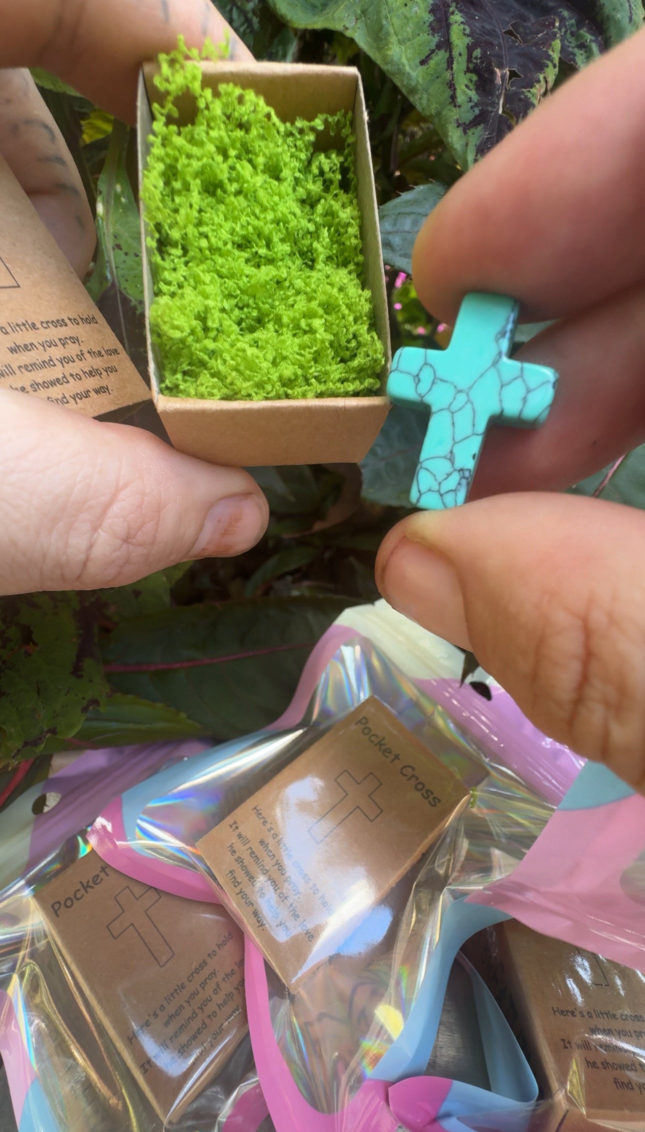 Natural Stone Pocket Cross (gift-box, mystery stone)