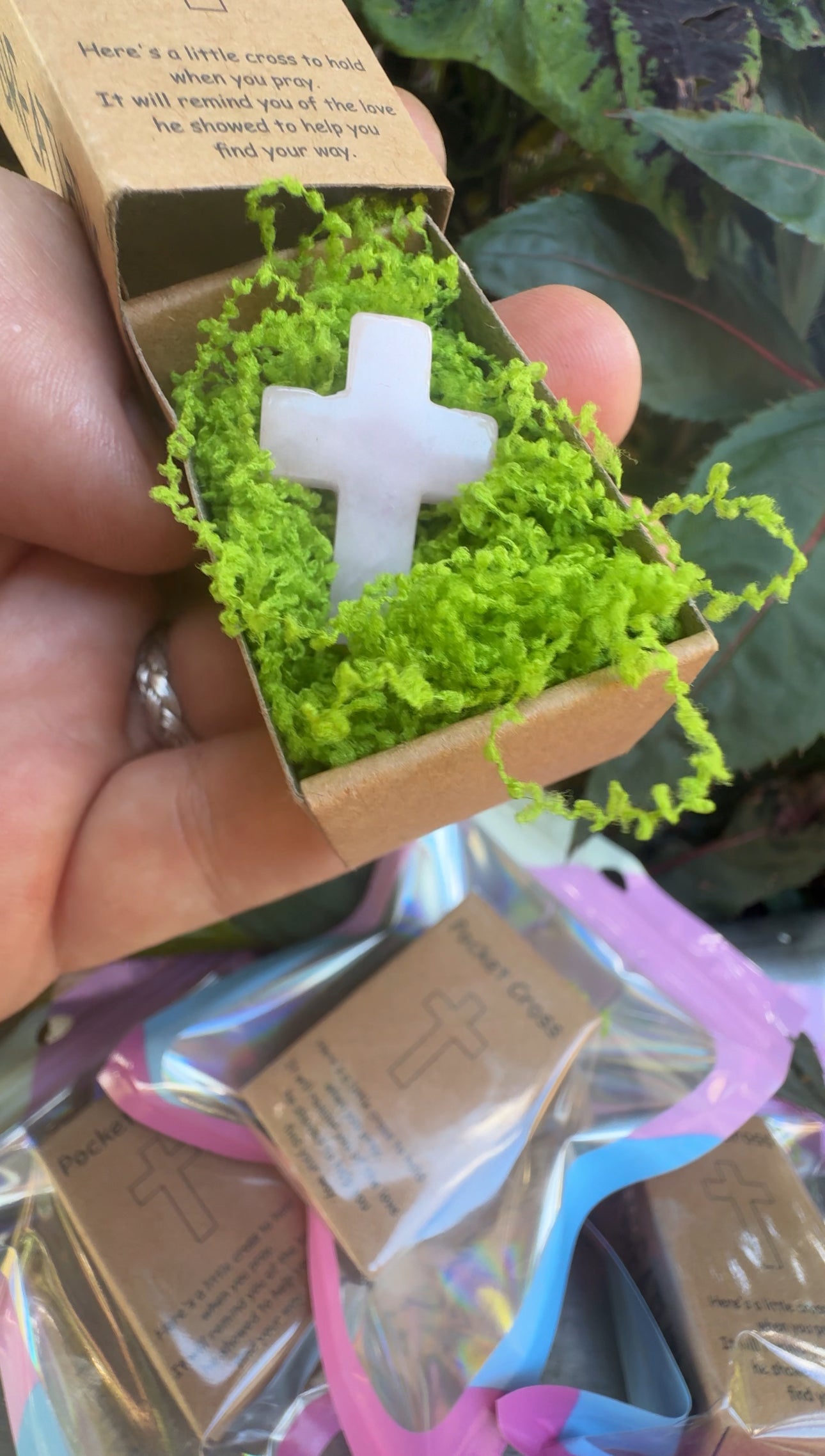 Natural Stone Pocket Cross (gift-box, mystery stone)