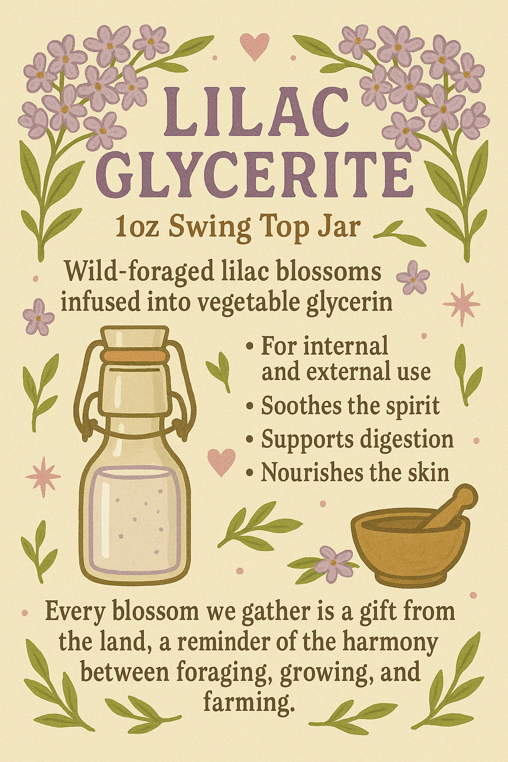 Lilac Glycerite (4oz glass swing top jar)