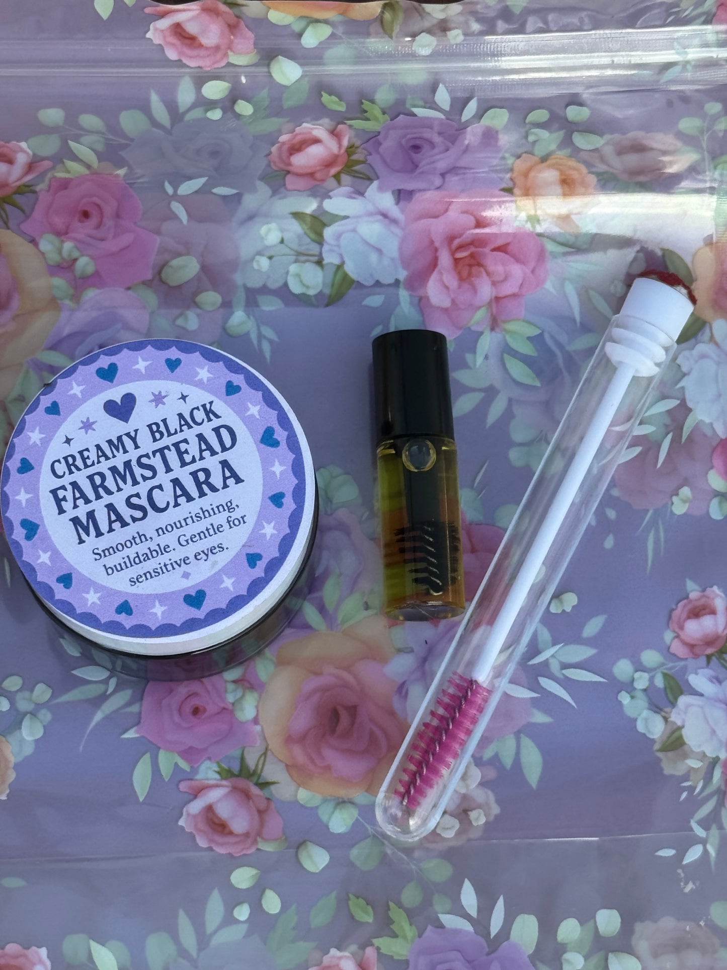 Creamy Black Farmstead Mascara & Lash Serum Bundle (1oz glass jar/wand/serum 3-piece set)