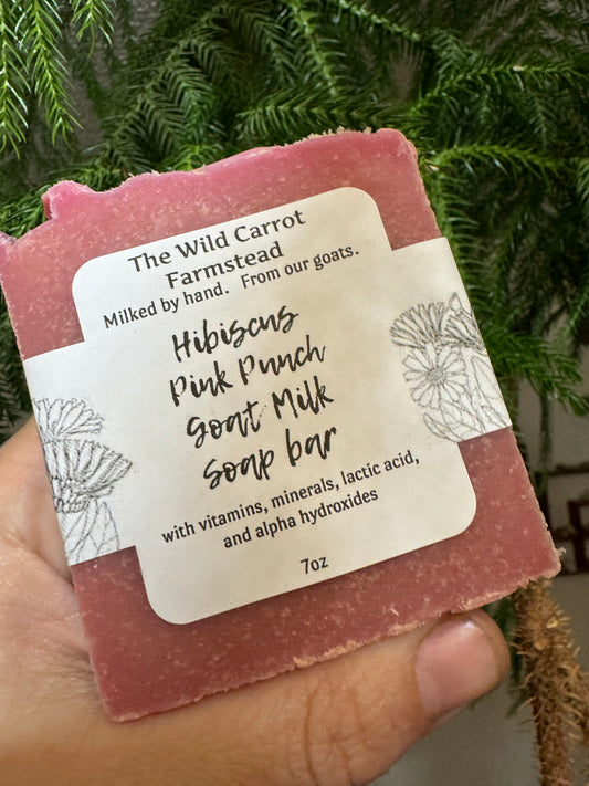 Hibiscus Pink Punch Goat Milk Soap (7oz bar)