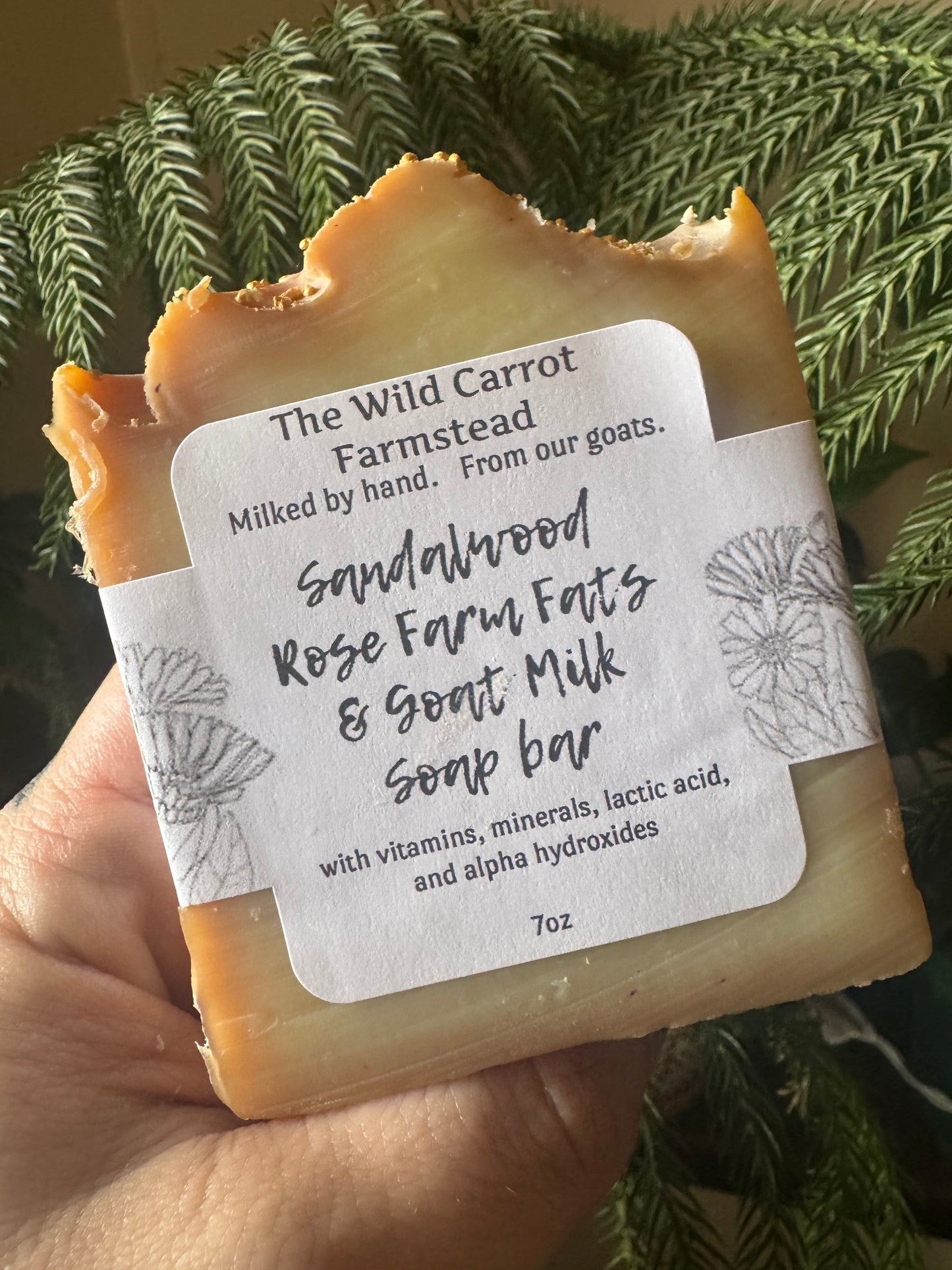 Sandalwood Rose Farm Fats & Goat Milk Soap Bar (7oz bar)