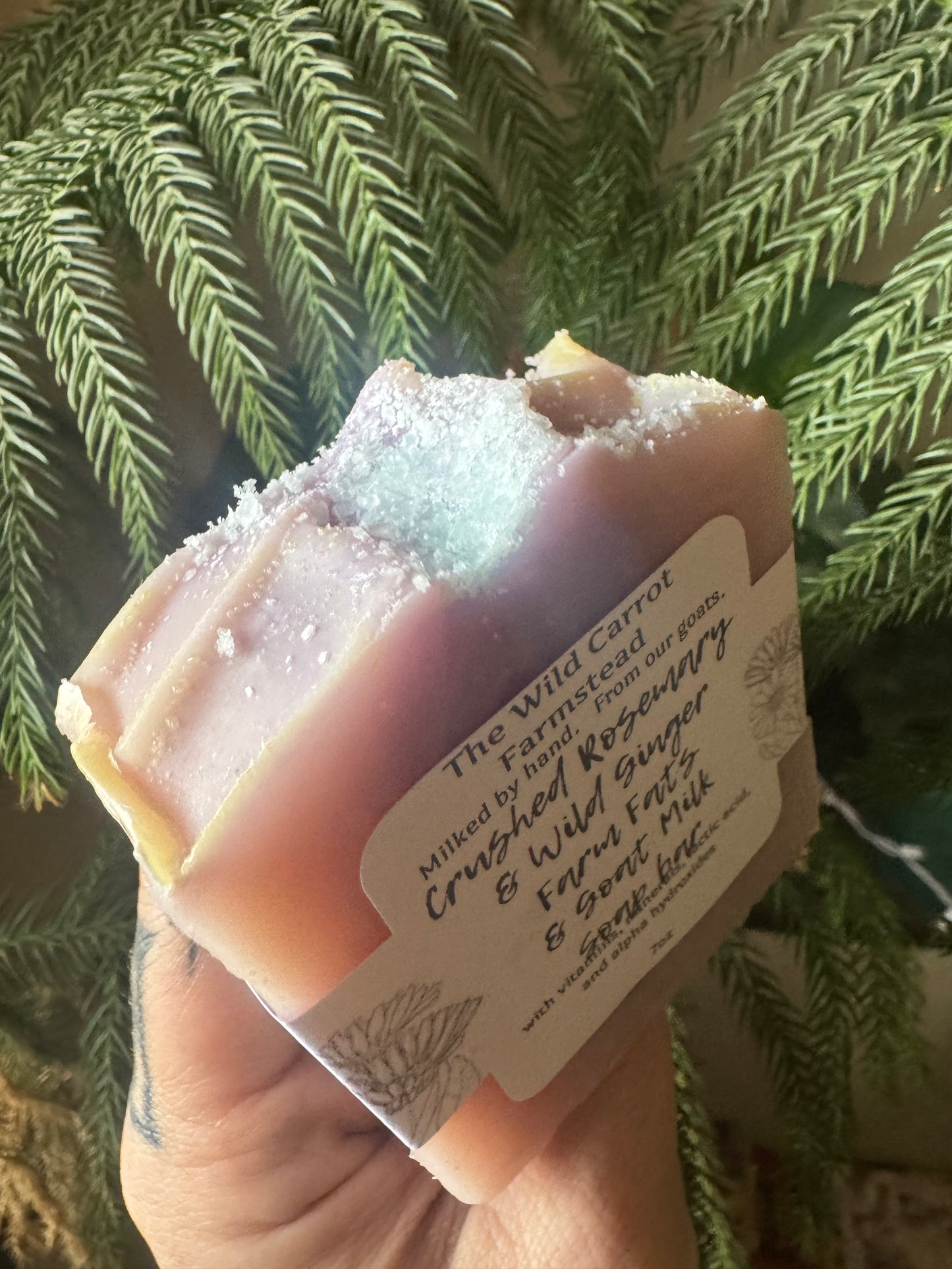 Crushed Rosemary & Wild Ginger Farm Fats & Goat Milk Soap Bar (7oz bar)
