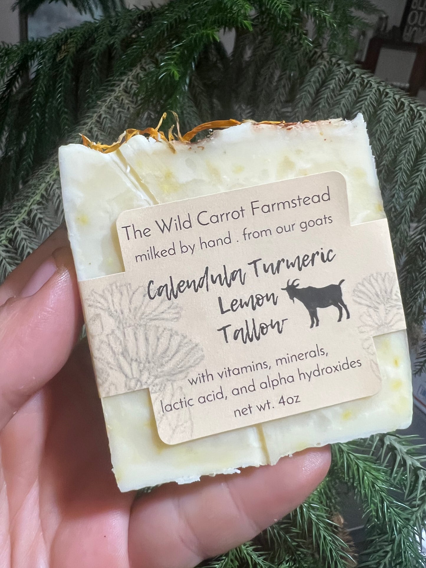 Calendula Turmeric Lemon Tallow Soap Bar (4oz bar)