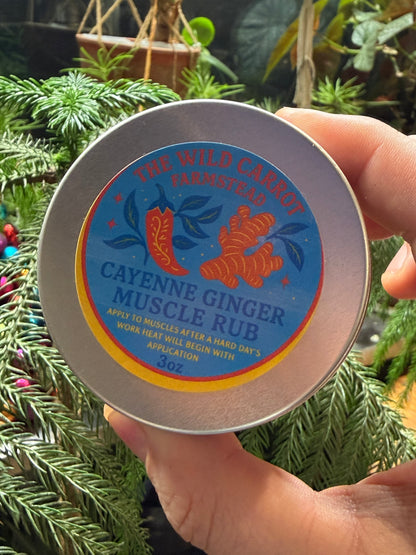 Warming Cayenne and Ginger Muscle Rub (3oz tin)