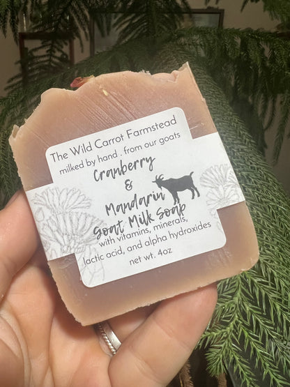 Cranberry and Mandarine Goat Milk Soap *nut-free!* (4oz bar)