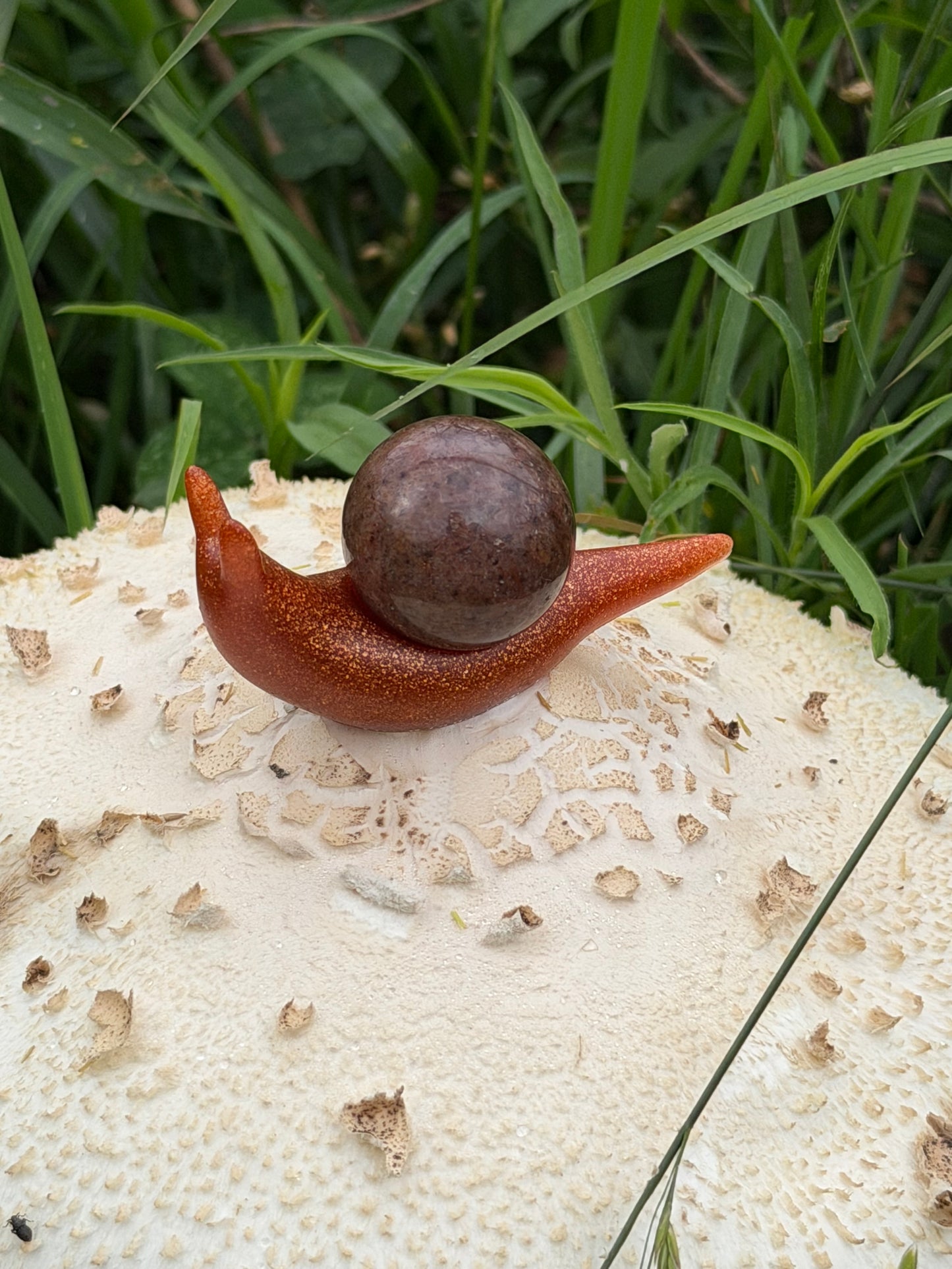 Hand-Cast Resin Snail with Interchangeable Stone Shell (2 sizes to choose from)