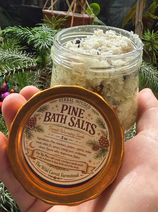 Wild Foraged Warming Pine Bath Salts (3oz glass jar)