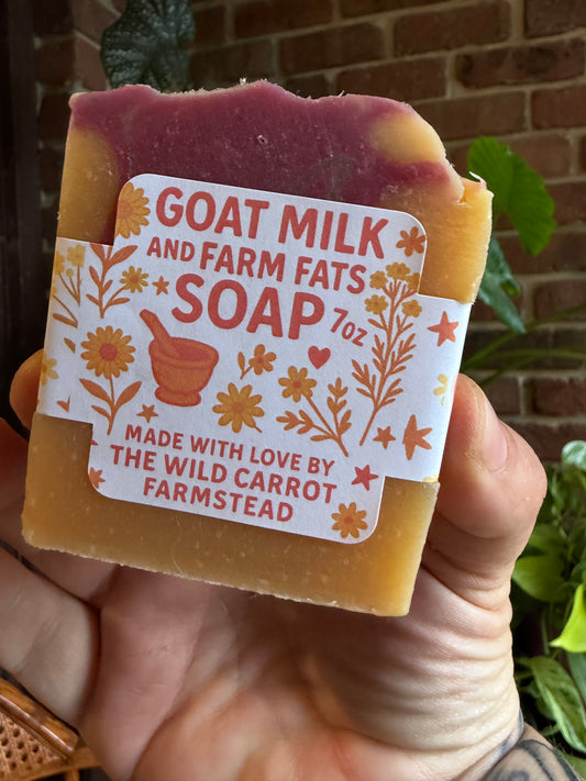 Lavender Lemon Goat Milk & Farm Fats Soap (7oz Bar)