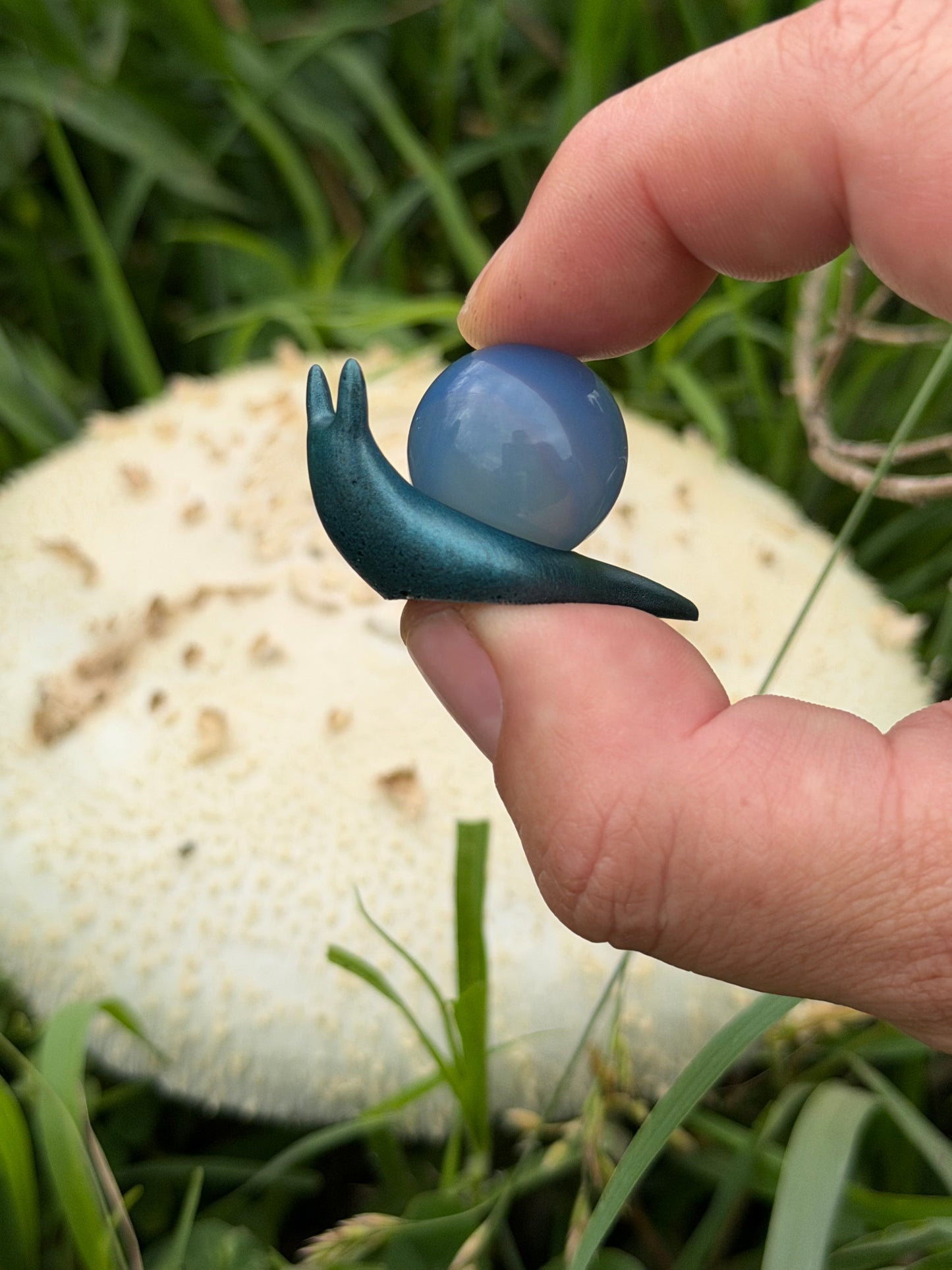 Hand-Cast Resin Snail with Interchangeable Stone Shell (2 sizes to choose from)