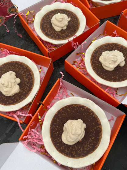 Pumpkin Pie Dish Soap + Natural Palm Brush Set (Pumpkin Cheesecake Scent w/Reusable Stoneware Pie Dish)