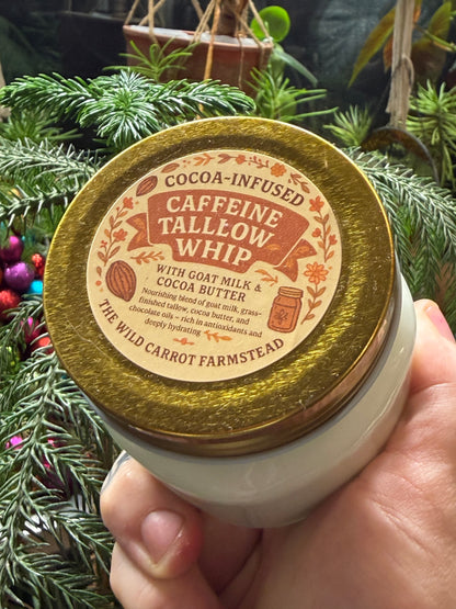 Cocoa Infused Caffeine Tallow & Goat Milk Whip (8oz glass jar)