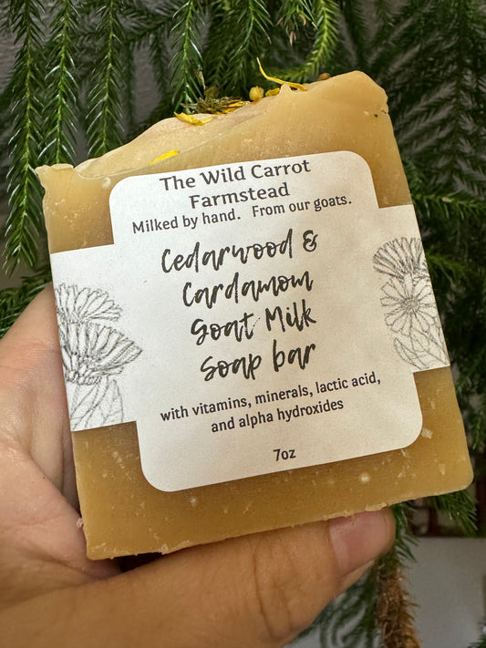 Cedarwood and Cardamom Goat Milk Soap (7oz bar)
