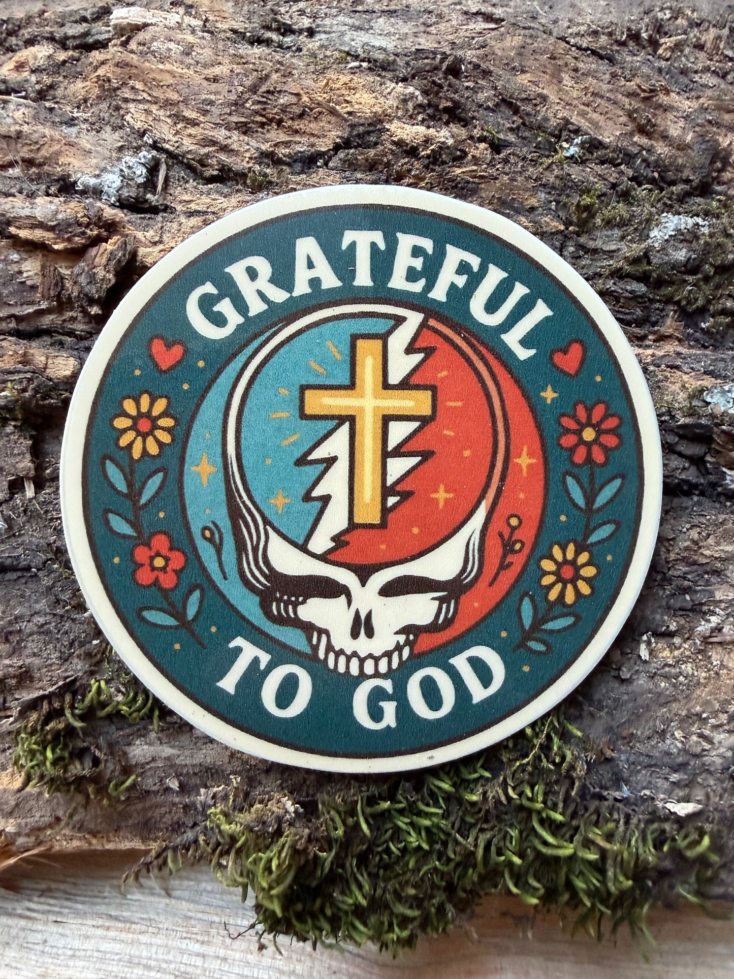 Grateful to God Dead Head Sticker Collection (2” round)