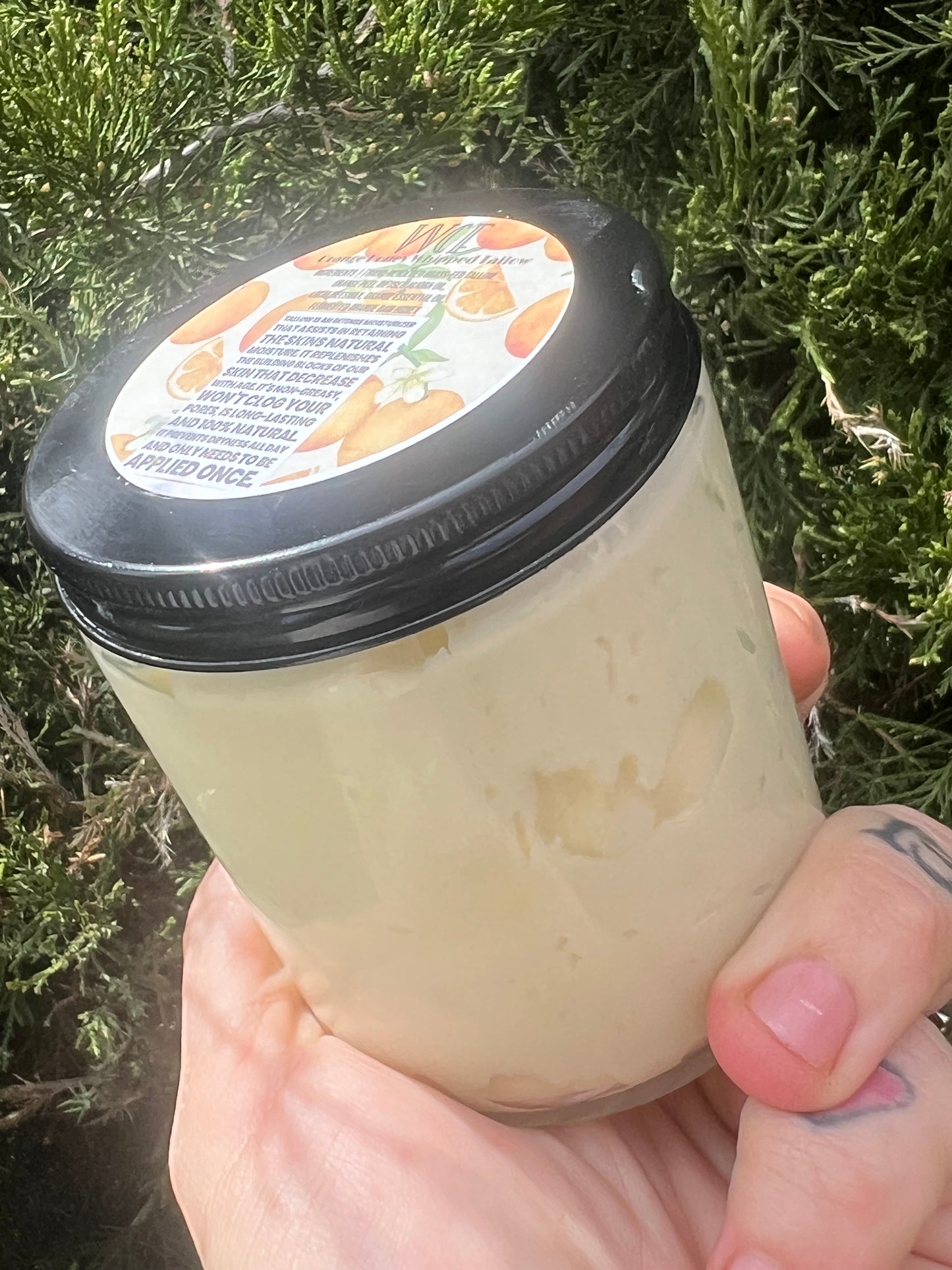 Orange Honey Whipped Tallow (2oz/4oz/8oz glass jars)