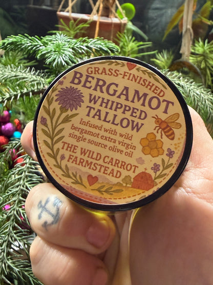 Wild Bergamot Whipped Tallow (2/4/8oz glass jars) up