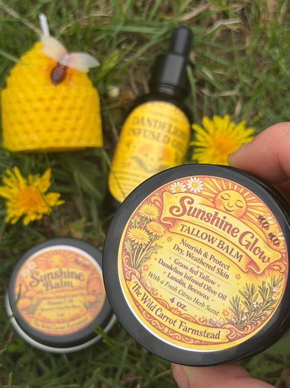 Sunshine Glow Tallow Balm (4oz glass jar)