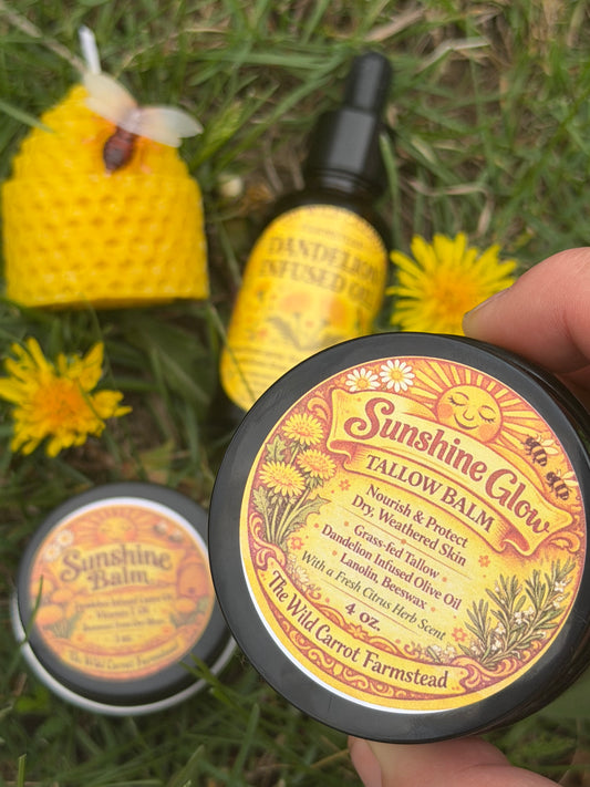 Sunshine Glow Tallow Balm (4oz glass jar)
