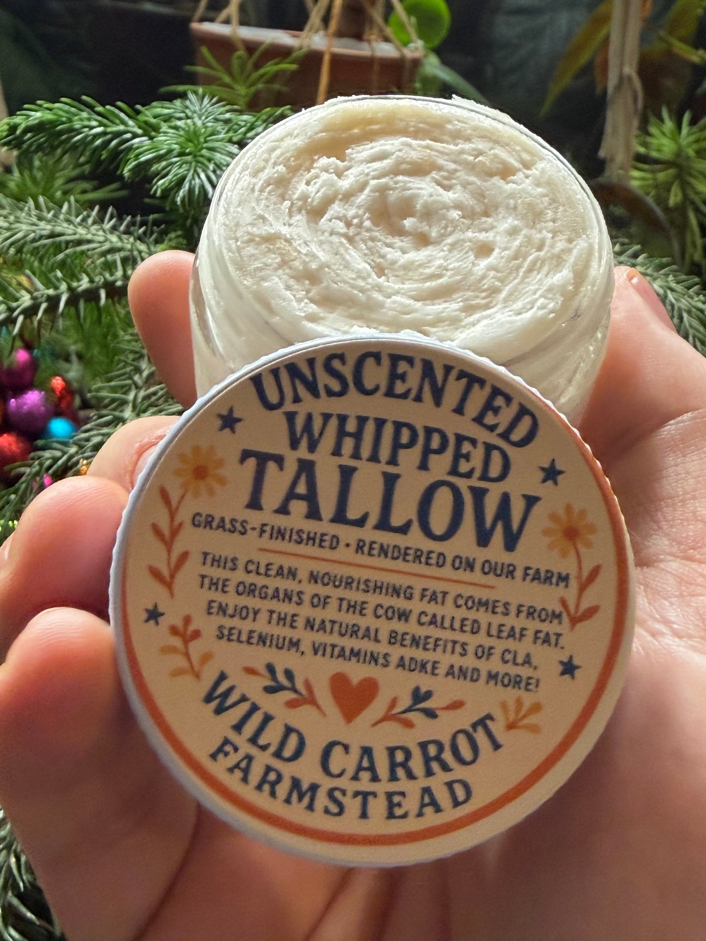 Whipped Tallow (unscented in 2/4/8oz glass jars)