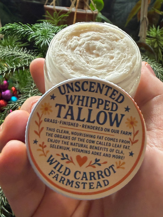 Whipped Tallow (unscented in 2/4/8oz glass jars)