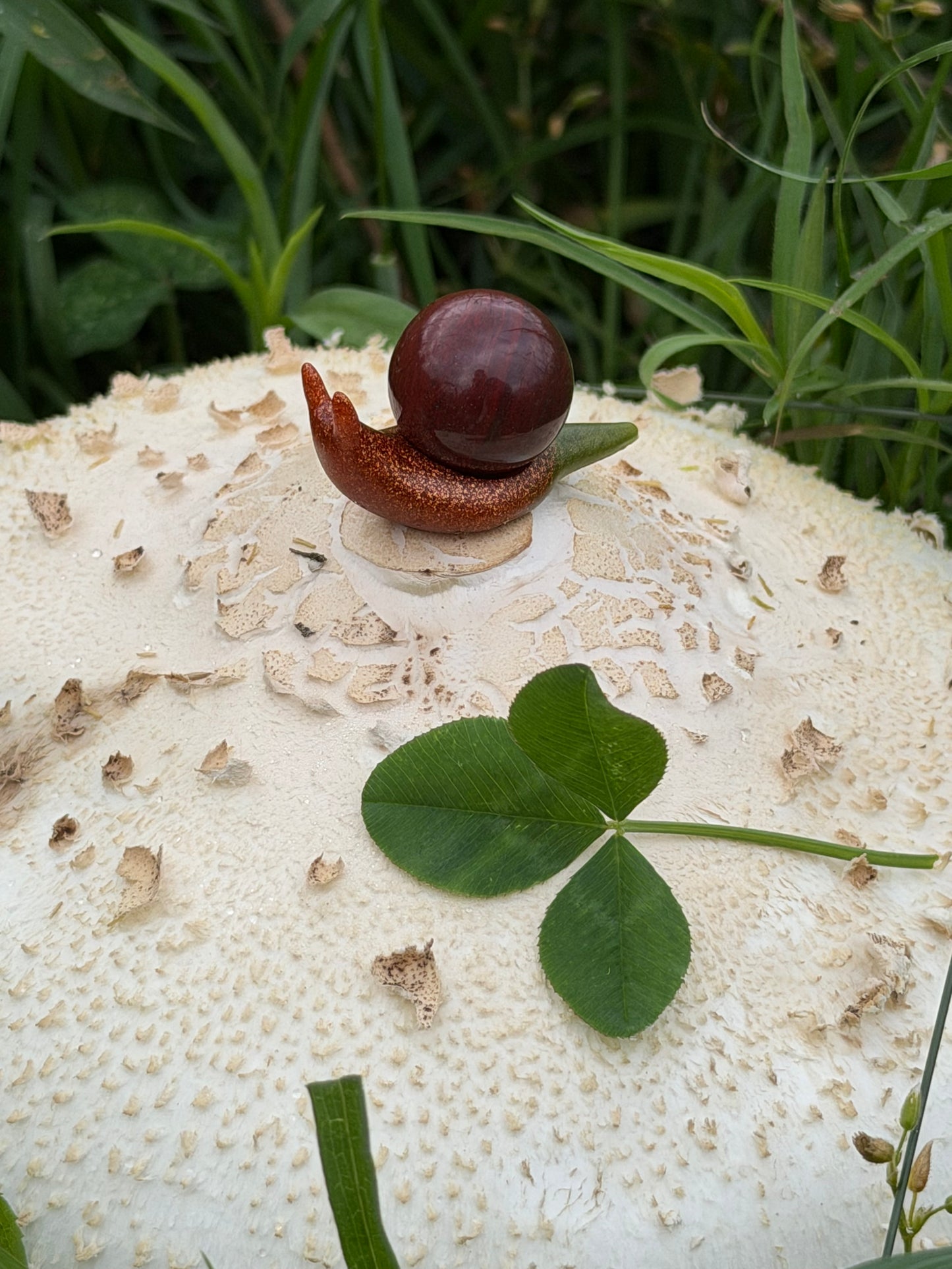 Hand-Cast Resin Snail with Interchangeable Stone Shell (2 sizes to choose from)