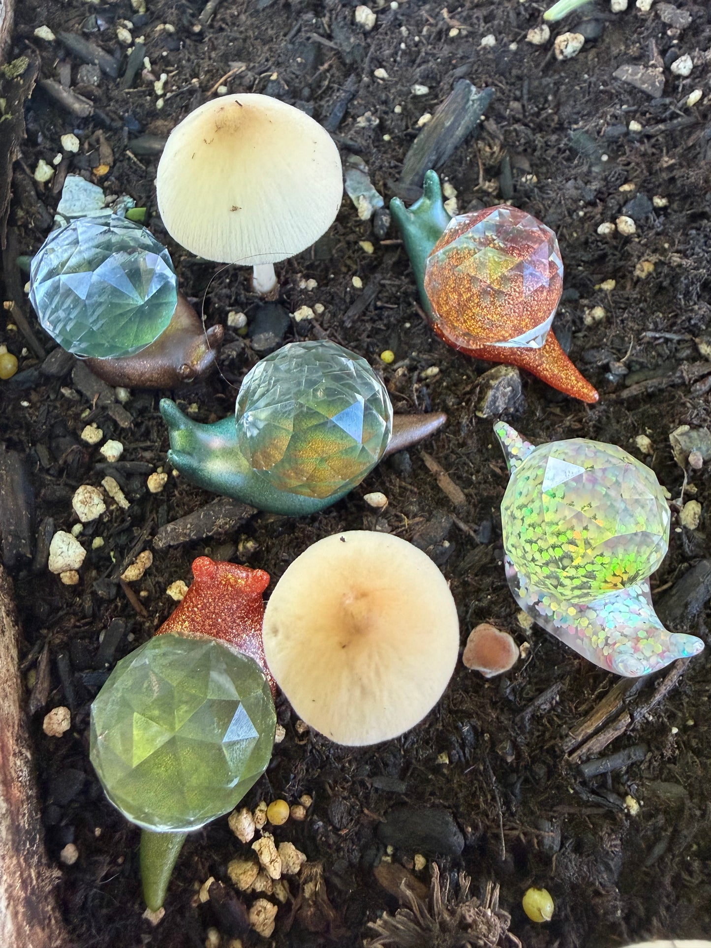 Hand-Cast Resin Snail with Interchangeable Stone Shell (2 sizes to choose from)