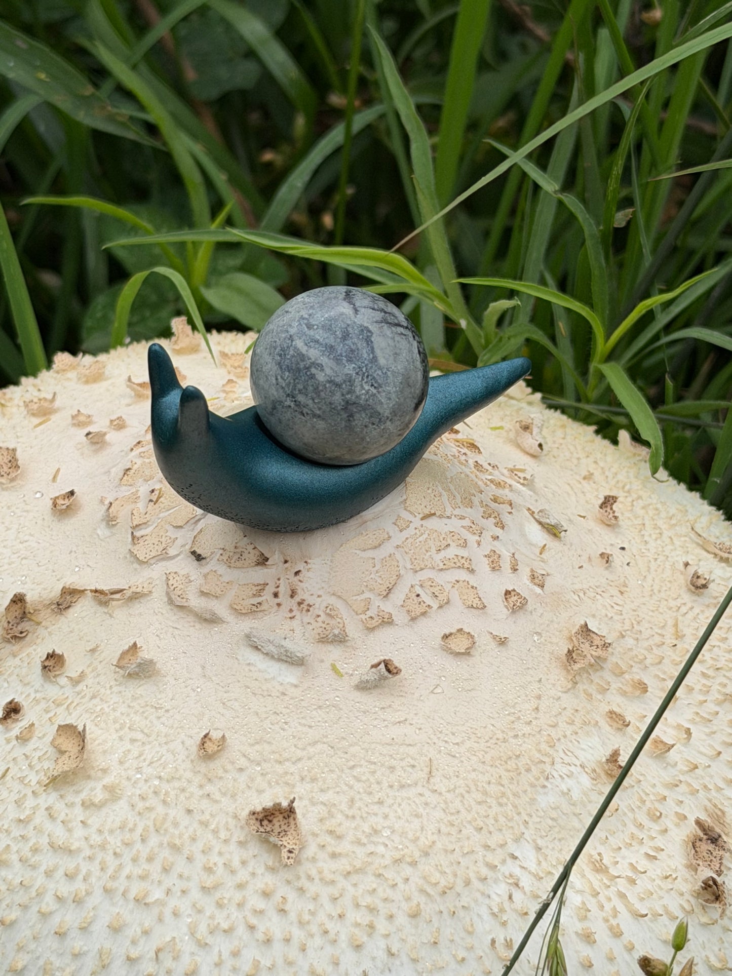 Hand-Cast Resin Snail with Interchangeable Stone Shell (2 sizes to choose from)