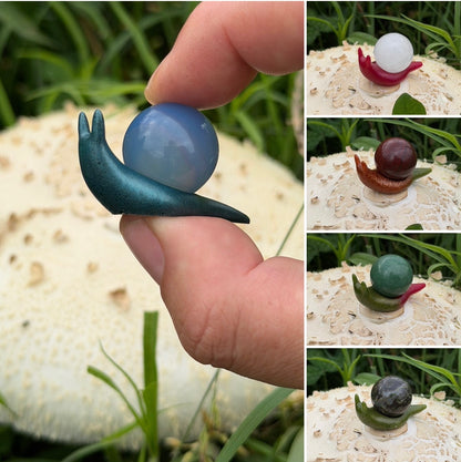 Hand-Cast Resin Snail with Interchangeable Stone Shell (2 sizes to choose from)