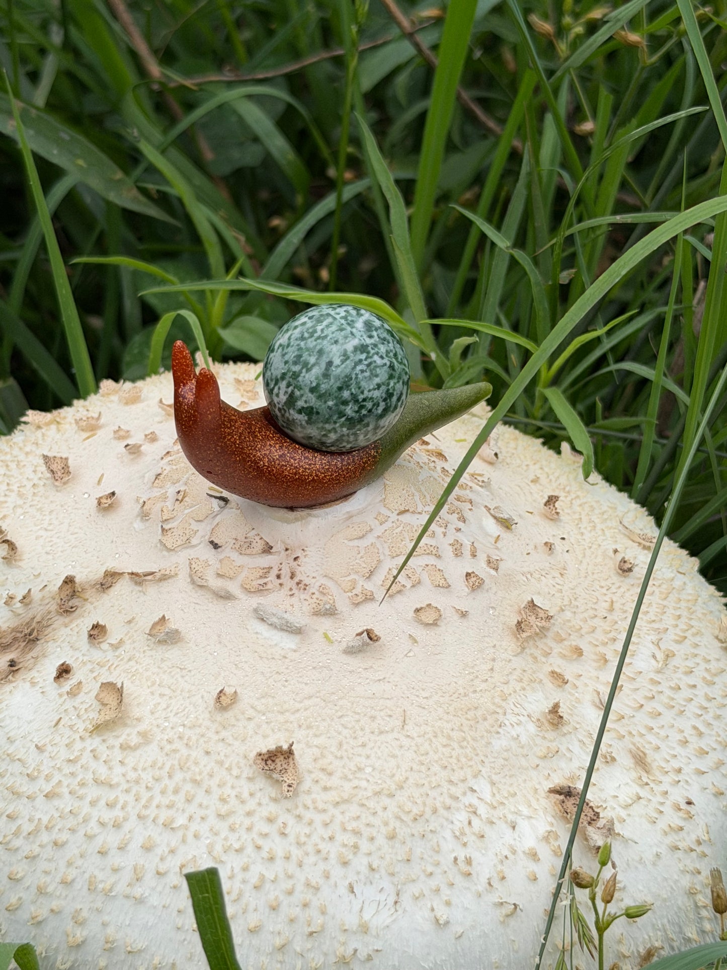 Hand-Cast Resin Snail with Interchangeable Stone Shell (2 sizes to choose from)