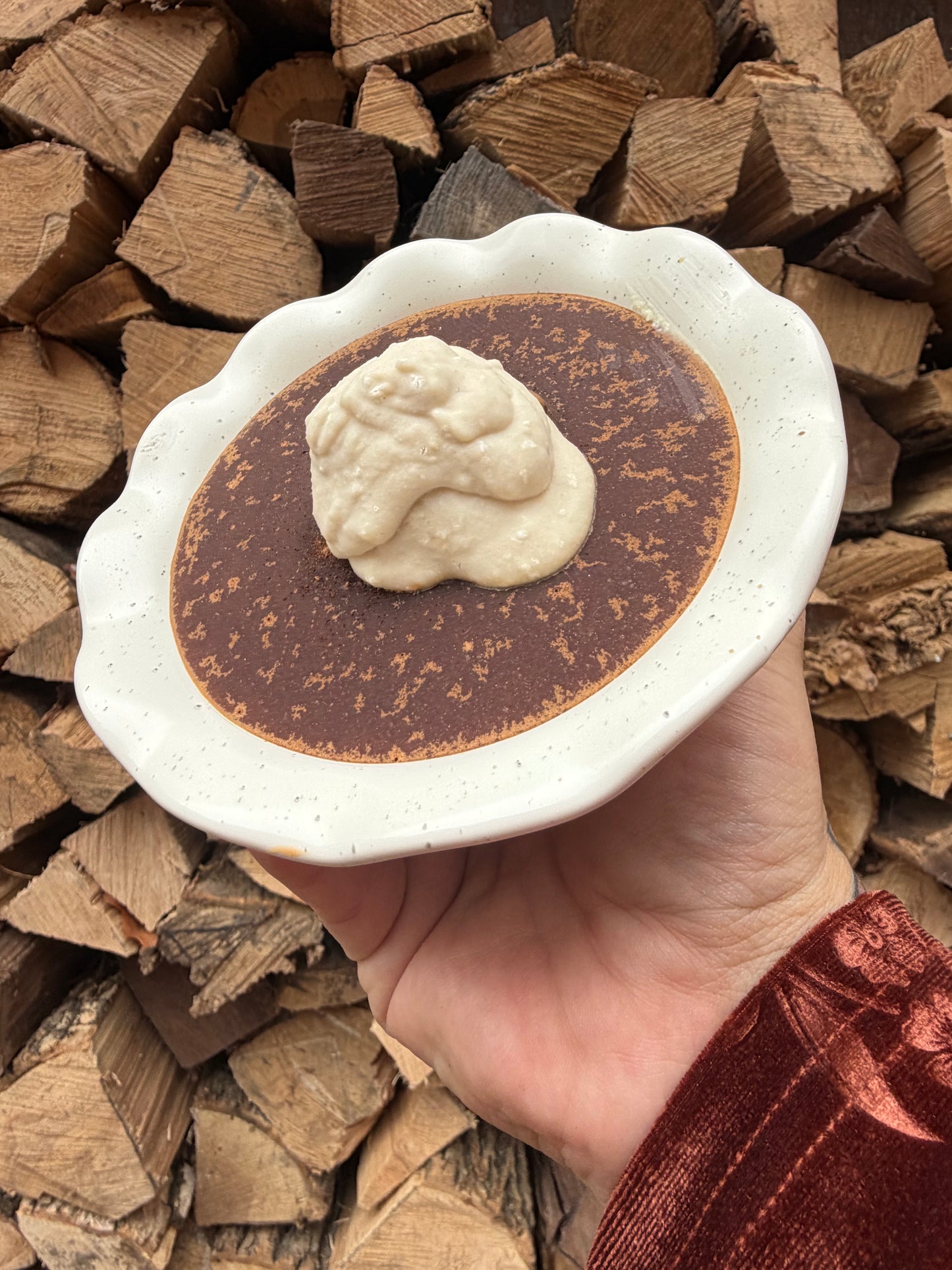 Pumpkin Pie Dish Soap + Natural Palm Brush Set (Pumpkin Cheesecake Scent w/Reusable Stoneware Pie Dish)