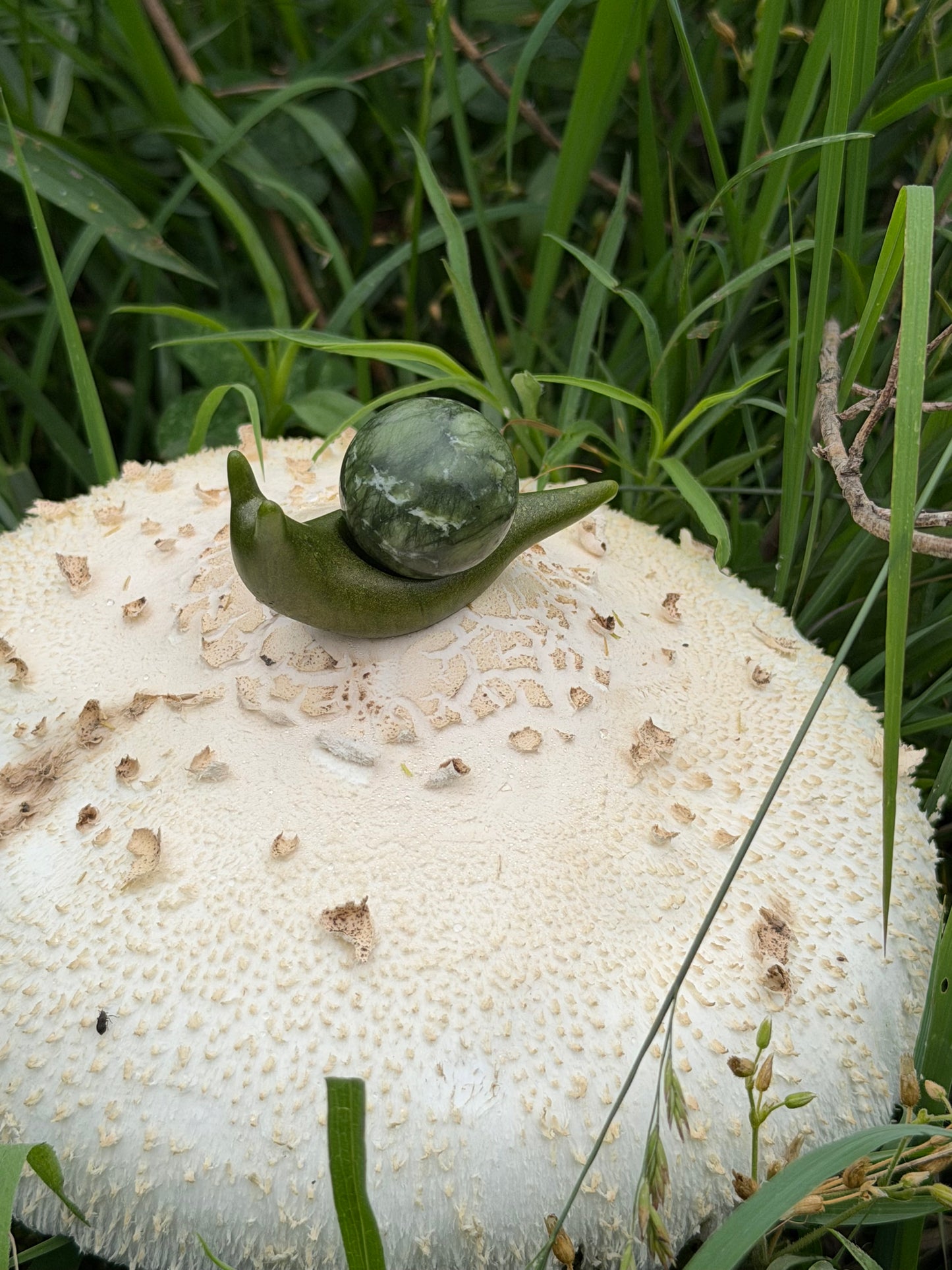 Hand-Cast Resin Snail with Interchangeable Stone Shell (2 sizes to choose from)