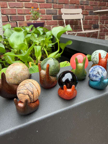 Hand-Cast Resin Snail with Interchangeable Stone Shell (2 sizes to choose from)
