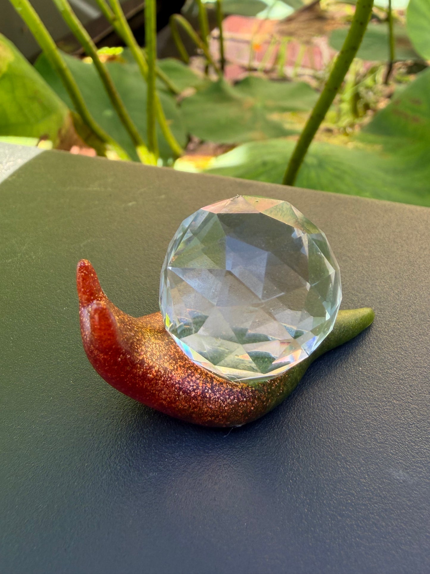 Hand-Cast Resin Snail with Interchangeable Stone Shell (2 sizes to choose from)