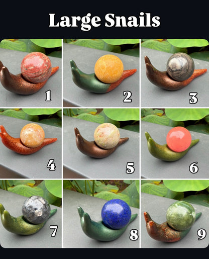 Hand-Cast Resin Snail with Interchangeable Stone Shell (2 sizes to choose from)