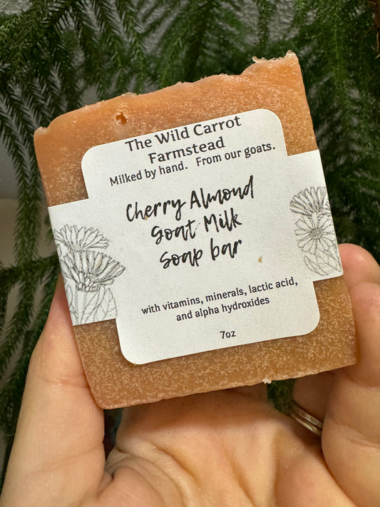 Cherry Almond Goat Milk and Tallow Soap Bar (7oz bar)