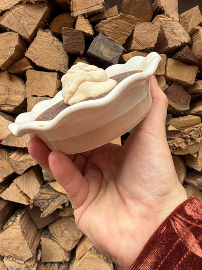 Pumpkin Pie Dish Soap + Natural Palm Brush Set (Pumpkin Cheesecake Scent w/Reusable Stoneware Pie Dish)