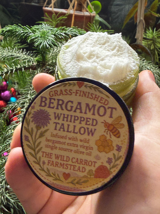 Wild Bergamot Whipped Tallow (2/4/8oz glass jars) up