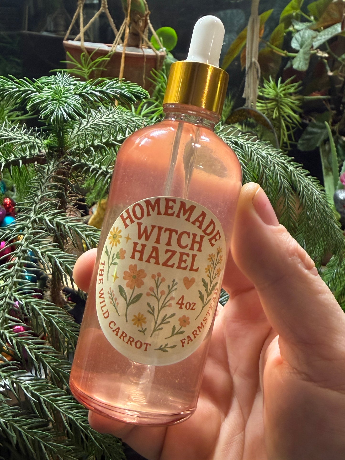 Witch Hazel (4oz rose-colored glass dropper)
