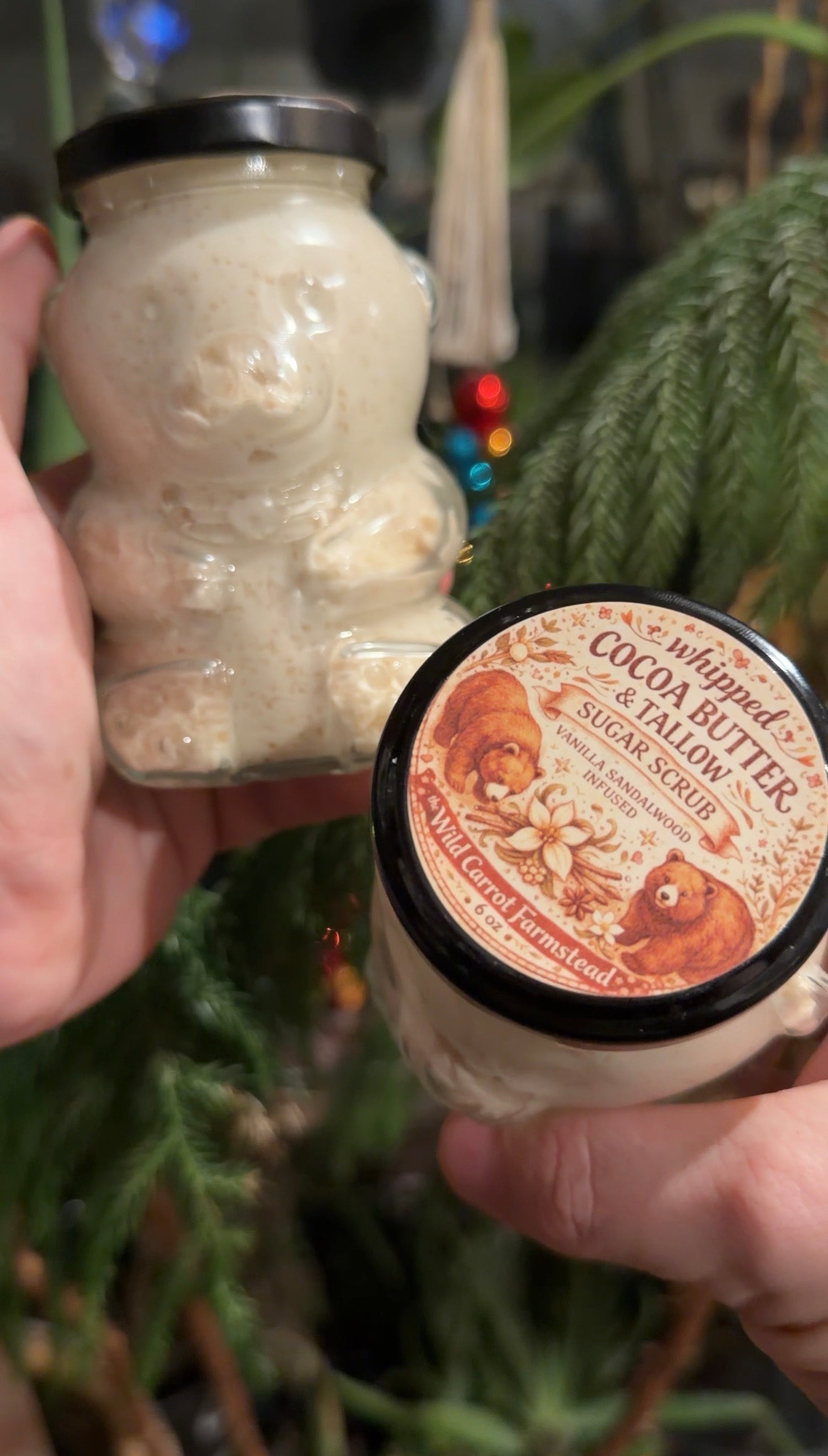 Sugar Bears: Whipped Vanilla Sandalwood Cocoa Butter & Tallow Sugar Scrub | 6 oz Teddy Bear Jar