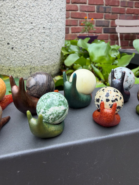 Hand-Cast Resin Snail with Interchangeable Stone Shell (2 sizes to choose from)