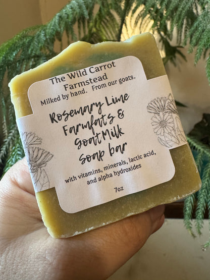 Rosemary Lime Farm Fats & Goat Milk Soap (7oz bar)