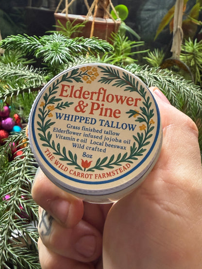Elderflower and Pine Whipped Tallow (glass jar)