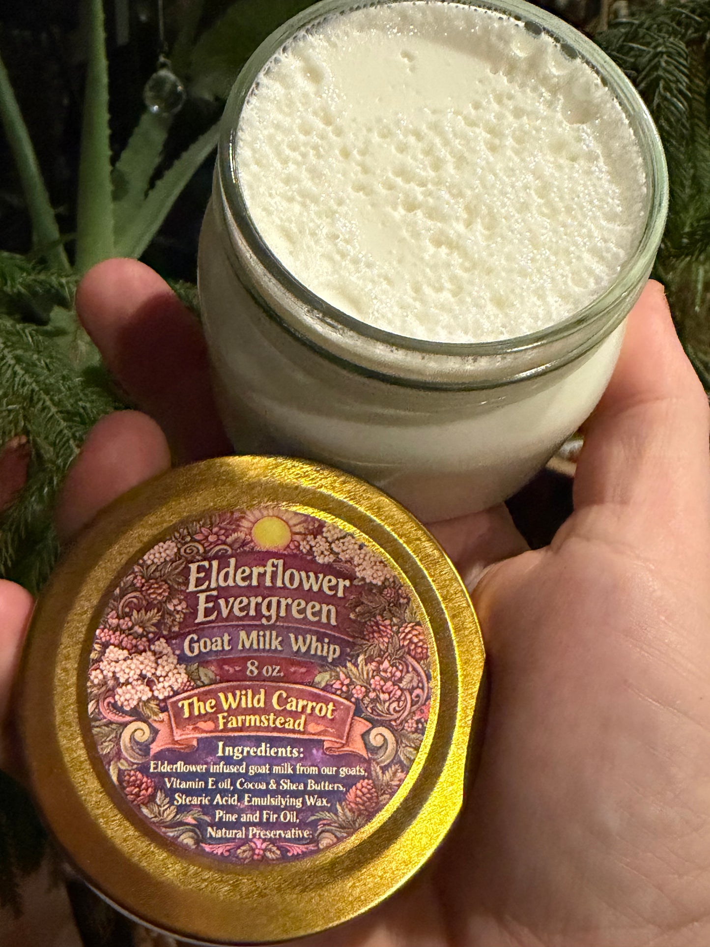 Elderflower Evergreen Goat Milk Whip (8oz glass jar