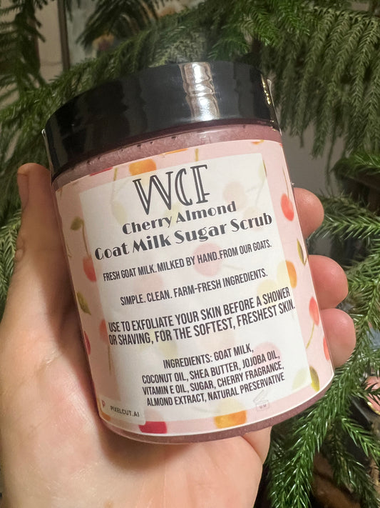 Cherry Almond Goat Milk Sugar Scrub (8oz jar)